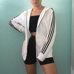 Adidas White Zip Up Hoodie